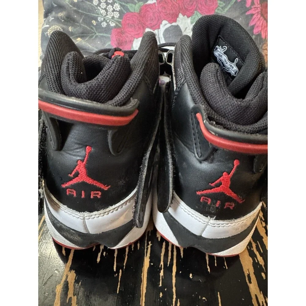 Nike Air Jordan 6 Rings Black/White/Red Youth Sz 7Y Sneakers Shoes 323419-067